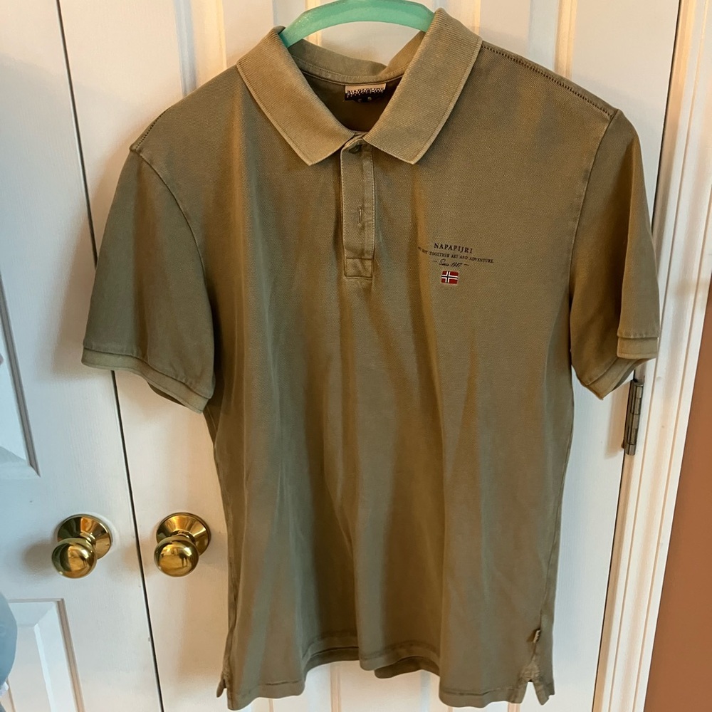 Napapijri Men’s Polo, Large, Olive Green